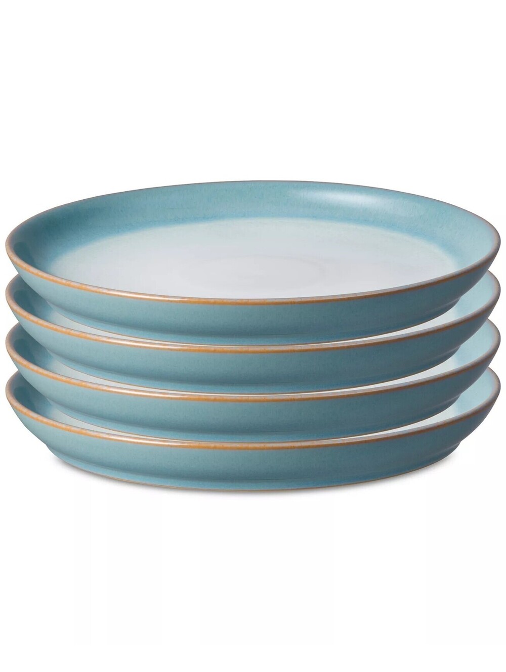 229$ Denby Azure Dinner Plates Set of 4 Teal Blue
